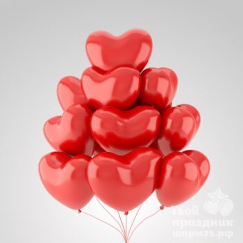 Облако из 10 гелиевых шаров сердечек