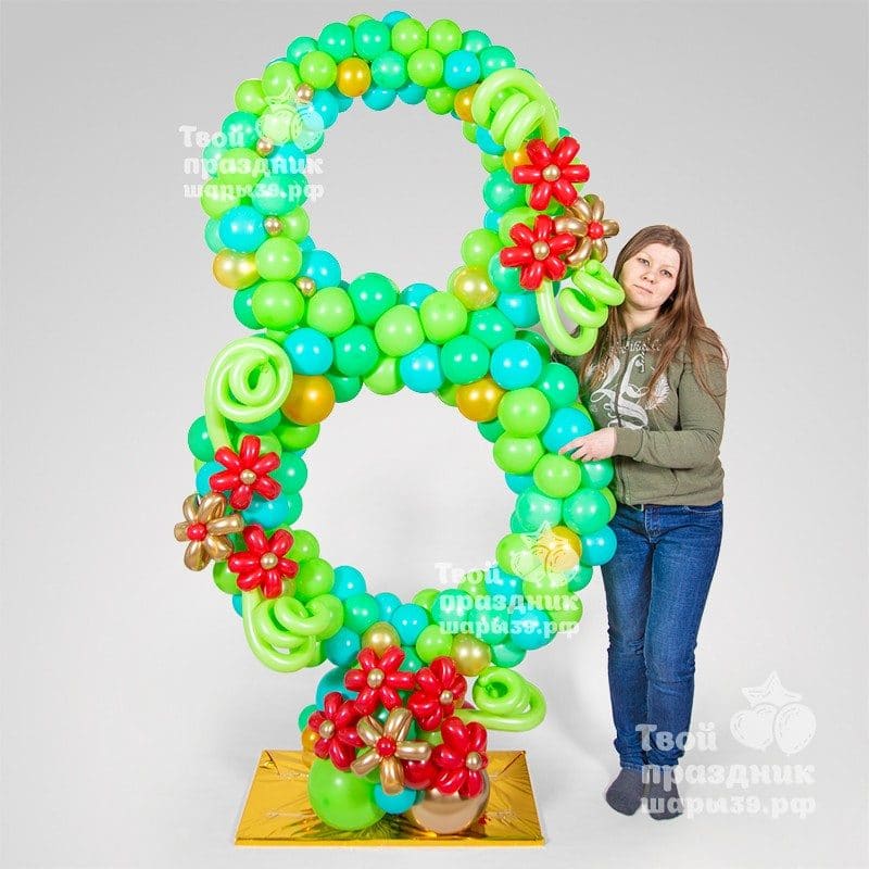 Цифра из воздушных шаров с декором «Большая»