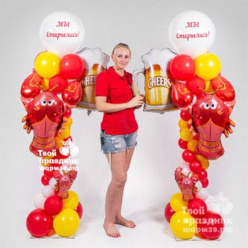 Тематические колонны из воздушных шаров на открытие магазина. Шары39.рф, Калининград