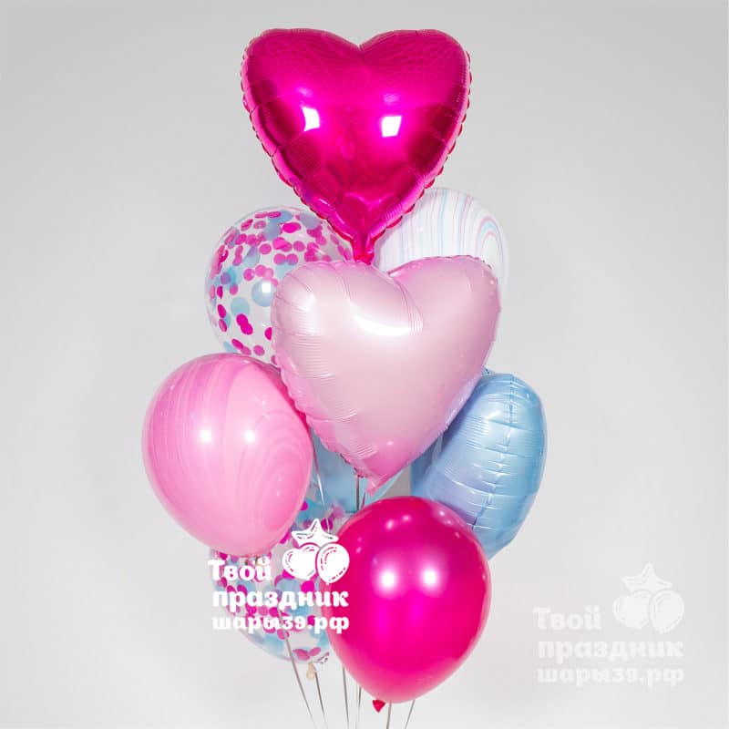 Букет из воздушных шаров "Розовый жемчуг" - Люкс, 9 шаров, шары39.рф