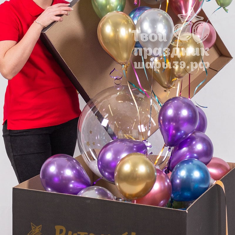 Коробка с вылетающими шарами. Шары39.рф, Калининград