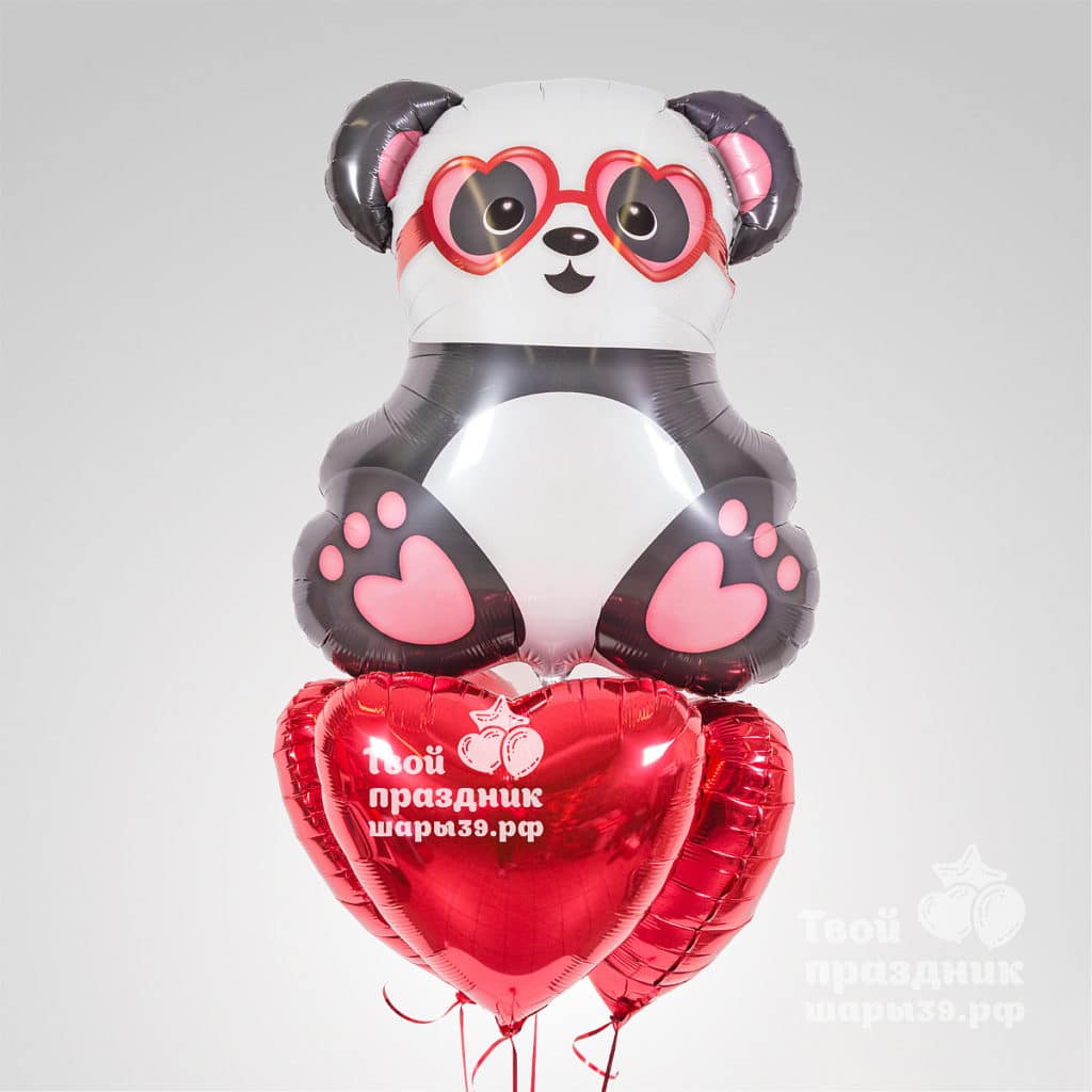 Самые популярные подарки День Святого Валентина - букет воздушных шаров с влюбленной пандой! Шары39рф