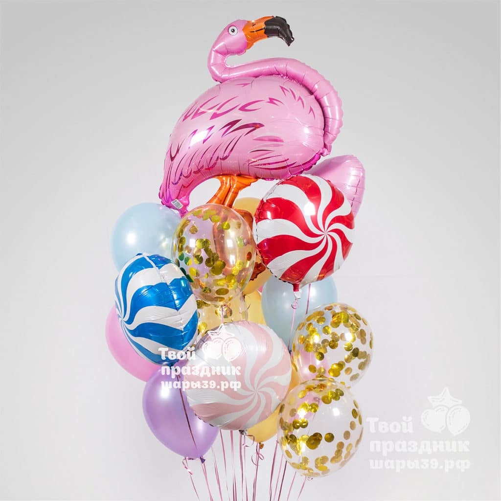 Самые популярные подарки День Святого Валентина - букет воздушных шаров с фламинго! Шары39рф