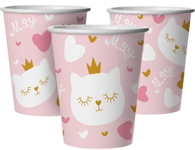 Стаканы одноразовые бумажные Котенок принцесса. Шары39.рф, Калининград