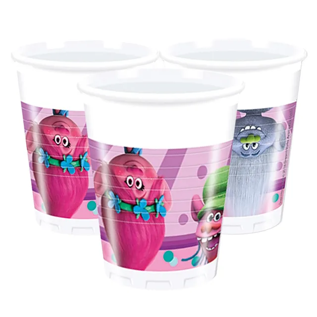 Стакан пластиковый одноразовый Тролли, 200 мл уп. 8 шт Стаканы одноразовые пластиковые Тролли. шары39.рф, Калининград