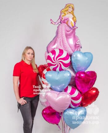 Потрясающий большой букет из фольгированных шаров с принцессой. Шары39.рф, Калининград