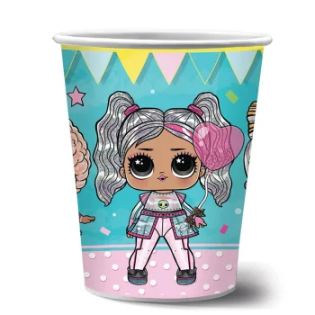 Стакан бумажный одноразовый кукла Лол LOL Present Surprise 250мл уп. 6шт Стаканы бумажные одноразовые праздничные с куклами Lol. Шары39.рф, Калининград
