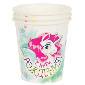 Стакан бумажный одноразовый "С днём рождения. Единорог"190 мл уп. 6шт Стакан одноразовый "С днем рождения. Единорог". Шары39, Калининград