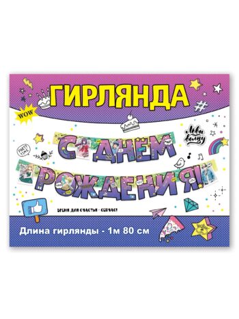 Гирлянда "С Днем Рождения!" Аниме, 180 см.