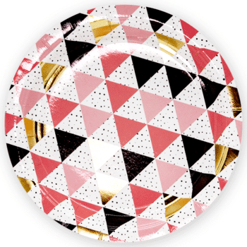 Стакан бумажный одноразовый геометрия треугольников, Розовый, Металлик 200мл уп. 6шт