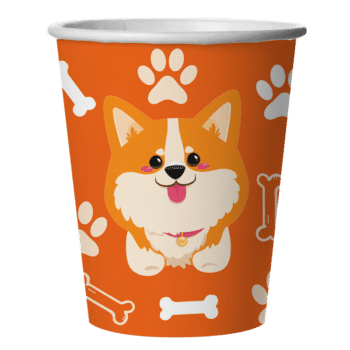 Стакан одноразовый праздничный бумажный Корги. Шары39.рф. Калининград
