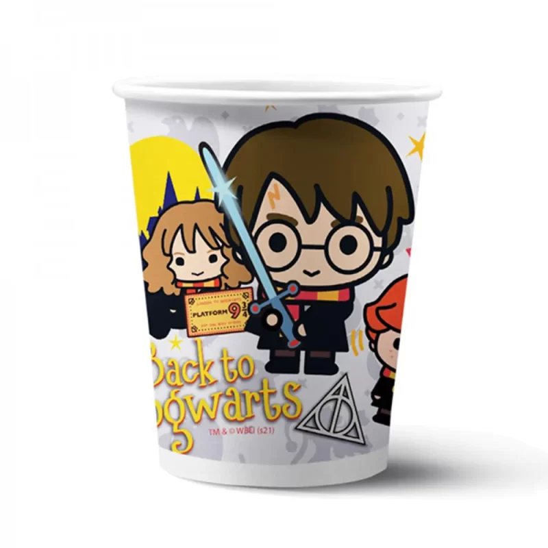Стакан бумажный одноразовый Гарри Поттер 250мл 6 шт. Стакан бумажный одноразовый праздничный Гарри Поттер Чиби. шары39.рф. Калининград.