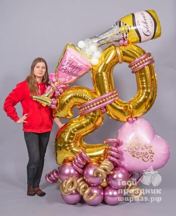Большая композиция с цифрами на день рождения девушки. Шары39.рф, Калининград