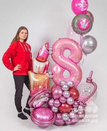 Композиция из воздушных шаров с цифрами "Маленькая модница". Шары39.рф, Калининград