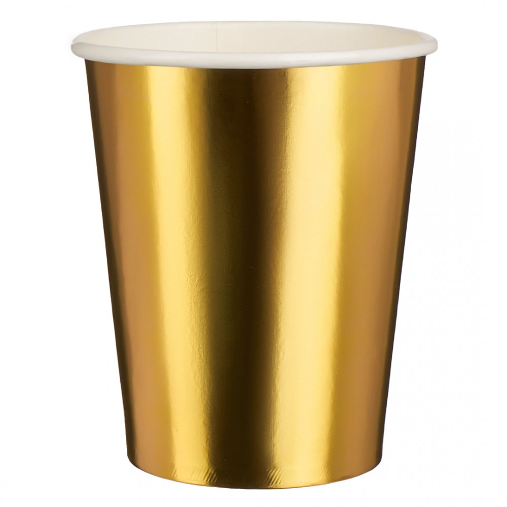 Стакан бумажный 250мл Золото, металлик уп. 6 шт. Стакан одноразовый золото, металлик, Шары39.рф, Калининград
