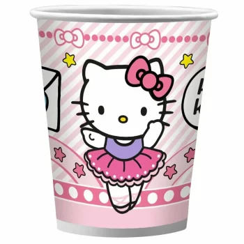 Стакан бумажный 250 мл Hello Kitty уп. 6 шт. Стакан одноразовый праздничный бумажный Hello Kitty. шары39.рф. Калининград.