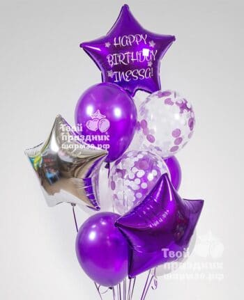 Букет из гелиевых шаров "Фиолетовая пудра". Шары39