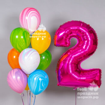 Набор разноцветных шаров суперагатов с цифрой, Шары39, Калининград