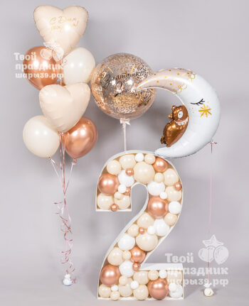 Стильный набор шаров для девочки с шаром баблс. Шары39, Калининград