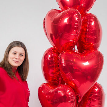 Акция на День Влюбленных! WOW открытка по суперцене! Фонтан из 10 шаров сердец по суперцене!