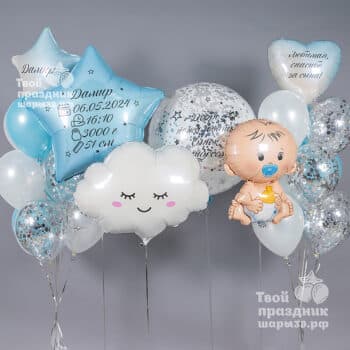 Большой набор шаров на выписку из роддома новорожденного. Шары39, Калининград