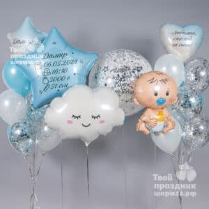 Большой набор шаров на выписку из роддома новорожденного. Шары39, Калининград