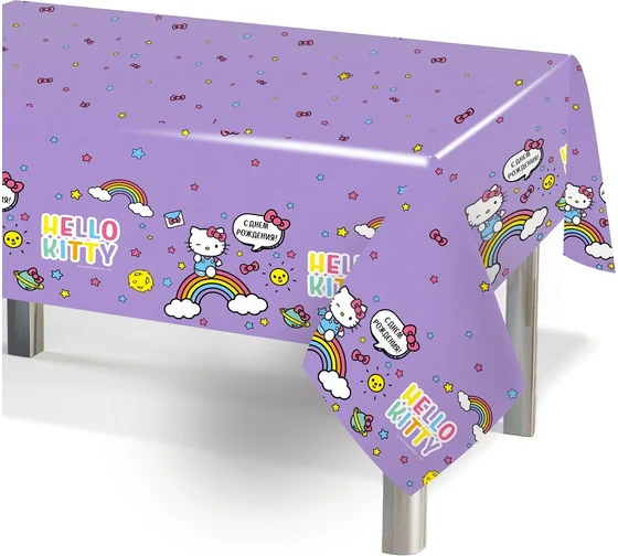 скатерть сиреневая с hello Kitty. Шары39.Калининград