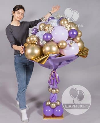 Огромный Вау ббукет на подсавке из цветов и воздушных шаров. Шары39, Калининград