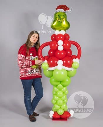 Ростовая фигура из воздушных шаров - Гринч. Новогодние и рождественские фигуры из шаров. Шары39.рф