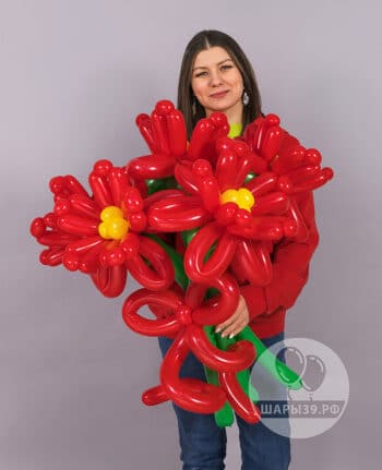 Букет из цветов из шаров «Красный сад» — воздушные цветы из шаров ШДМ от Шары39, Калининград